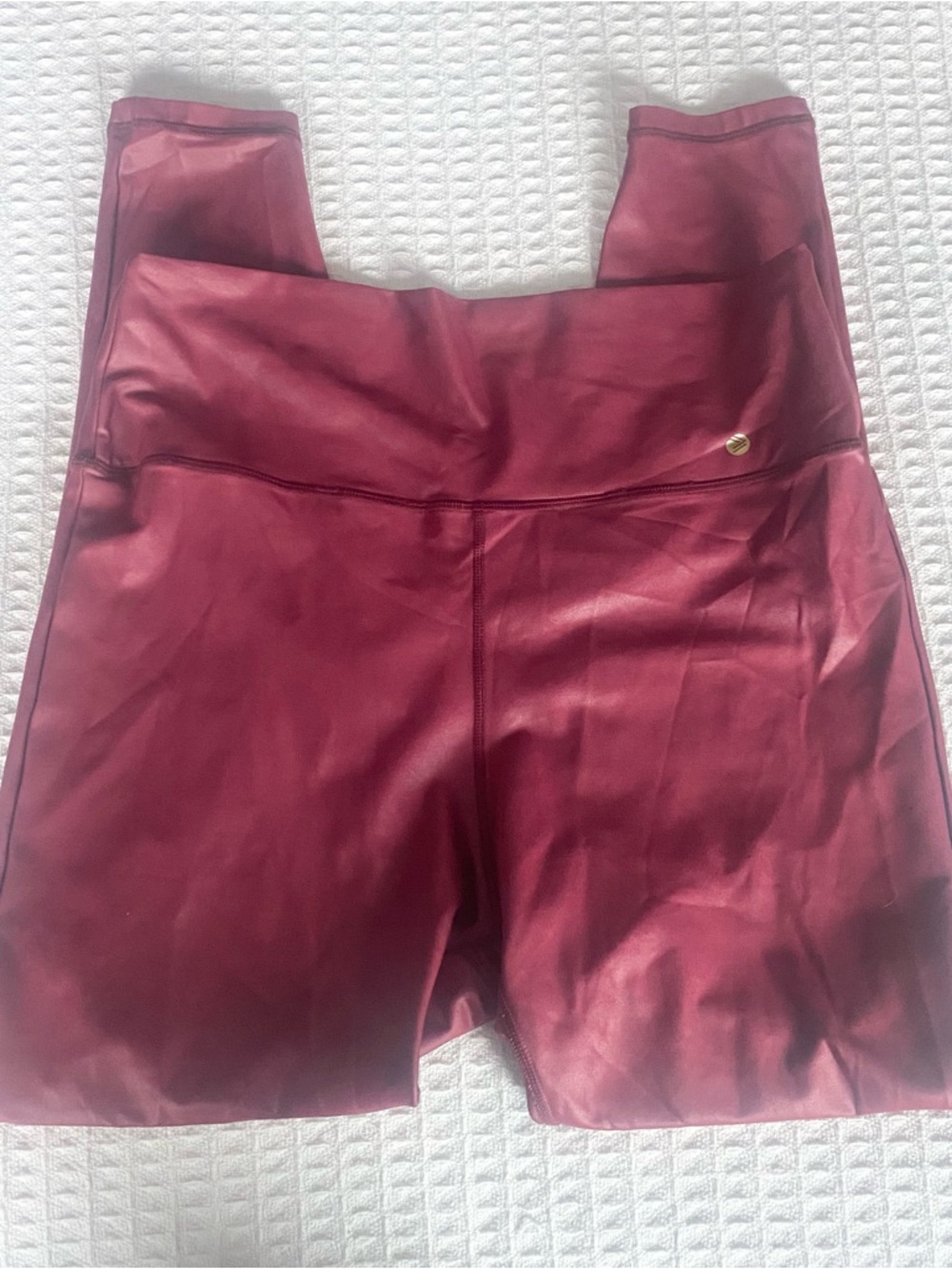 Savvi red coated sheen leggings XL